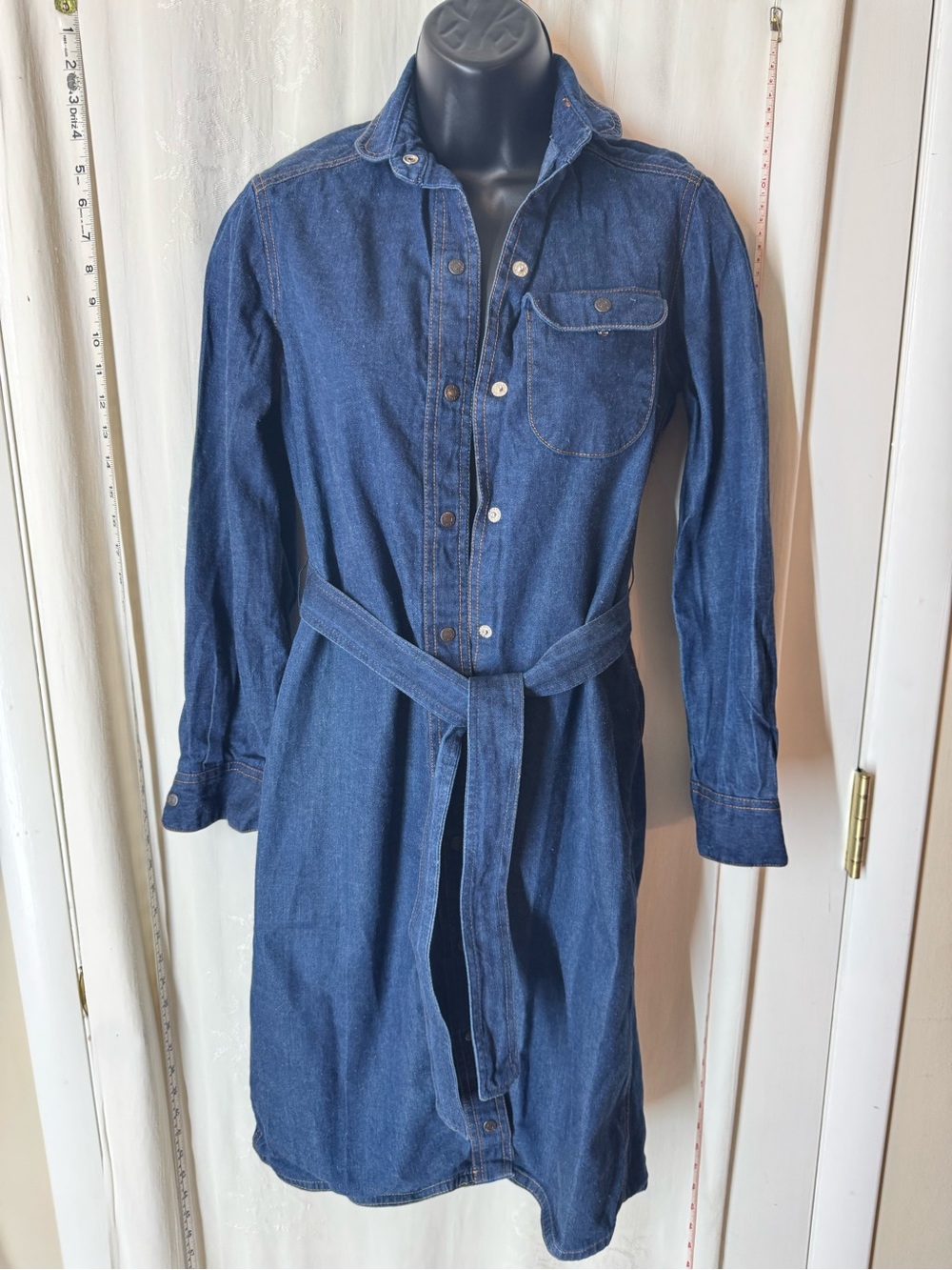 Vintage Abbreviations Denim Shirt Dress